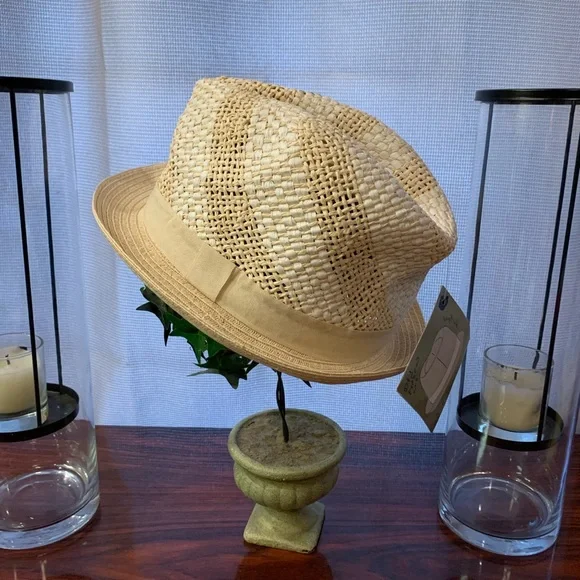 New D&Y Hand Block Crafted Beige Fedora - Picture 2 of 6